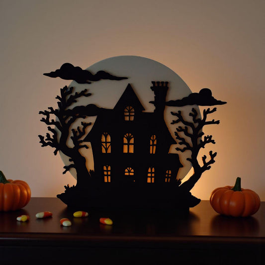 Spooky Halloween Decor | Haunted House 3D Printed Tealight Holder