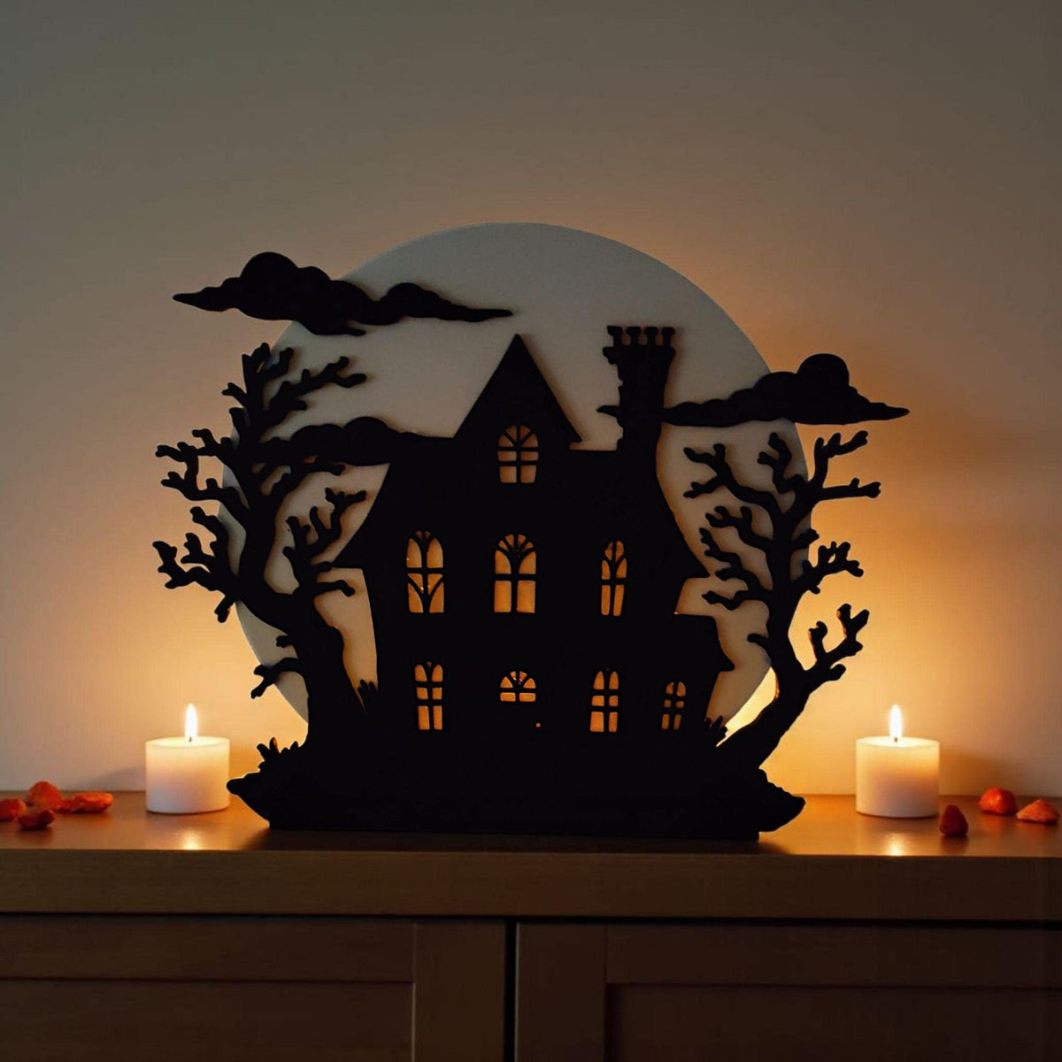 Spooky Halloween Decor | Haunted House 3D Printed Tealight Holder