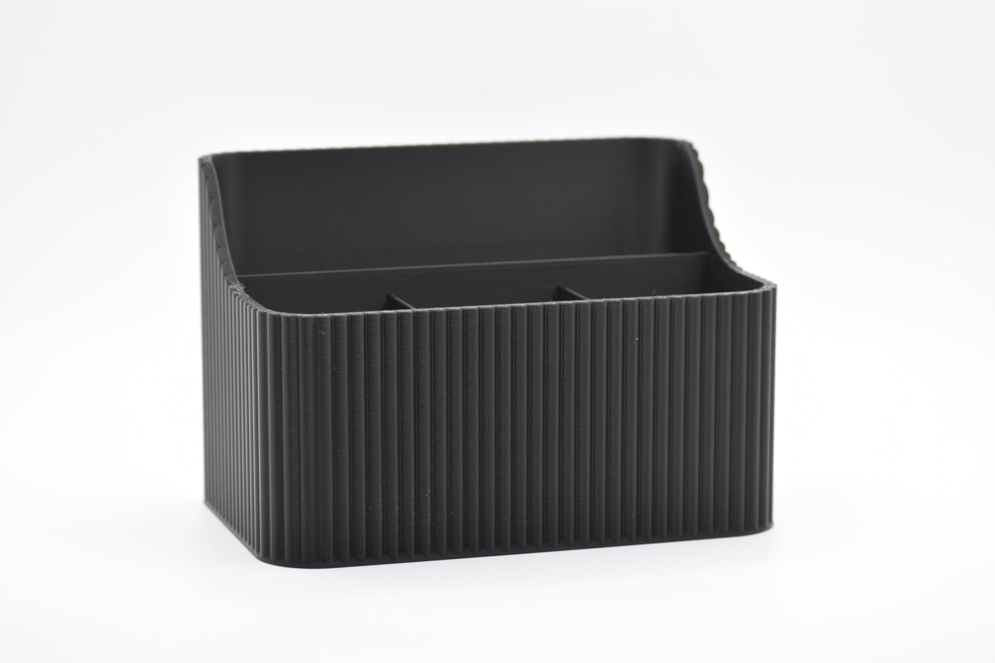 Makeup Brush Organizer with Tray | Multi-Compartment Ribbed Vanity Caddy