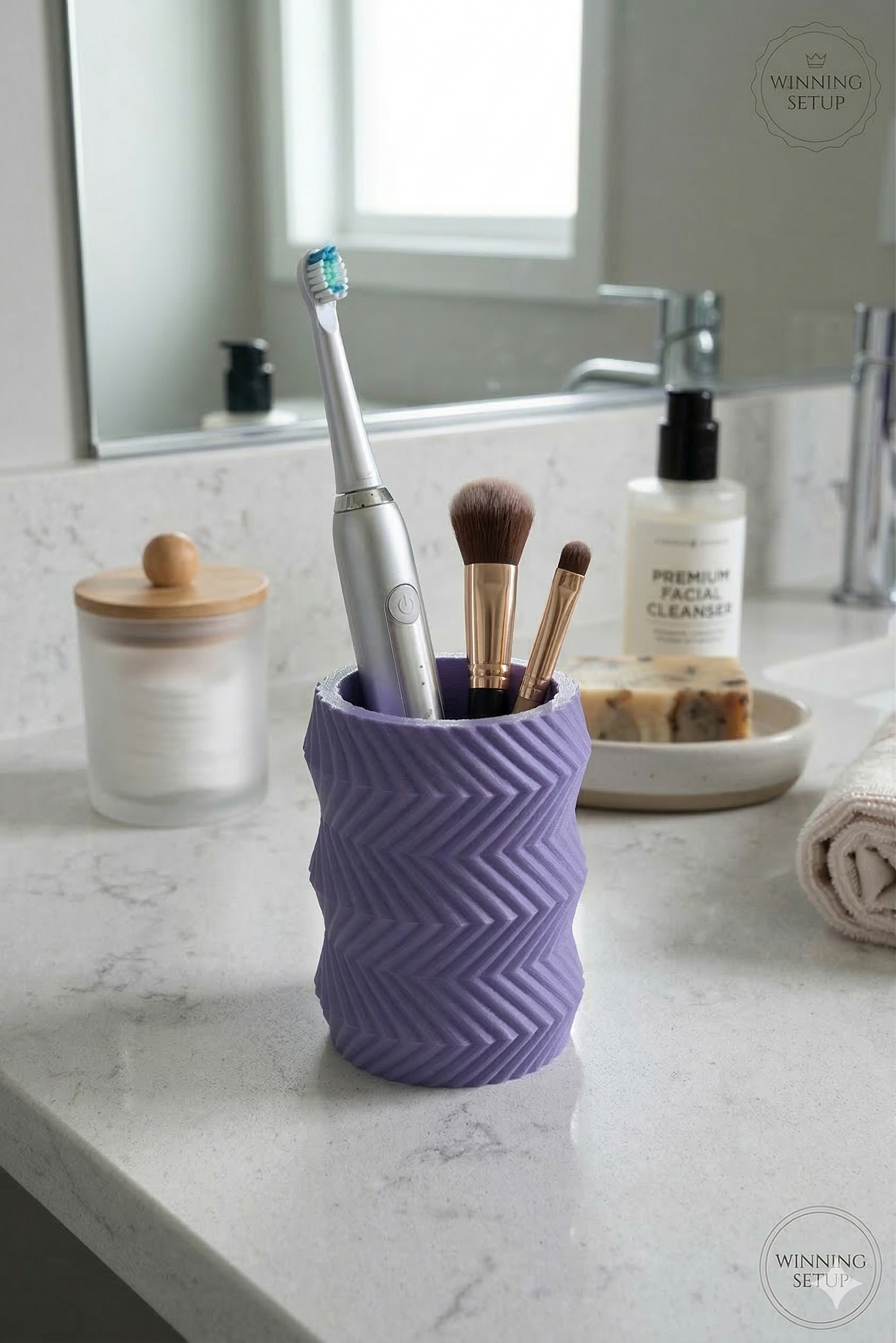 Zig-Zag Design Toothbrush Holder, Multi-Purpose Desktop Pencil Organizer, Bathroom Caddy