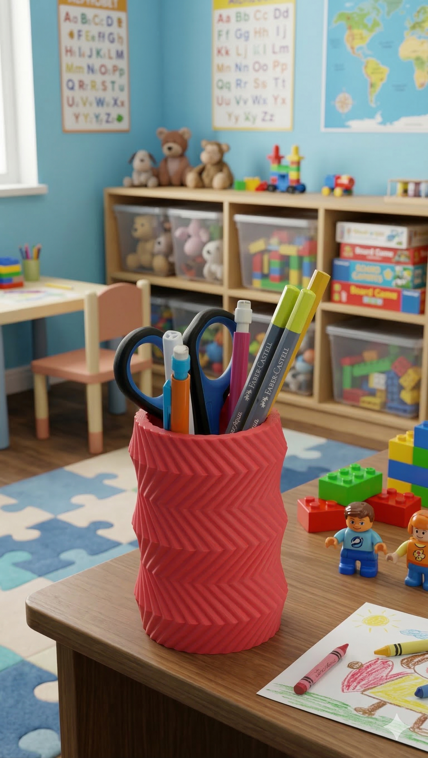 Zig-Zag Design Toothbrush Holder, Multi-Purpose Desktop Pencil Organizer, Bathroom Caddy