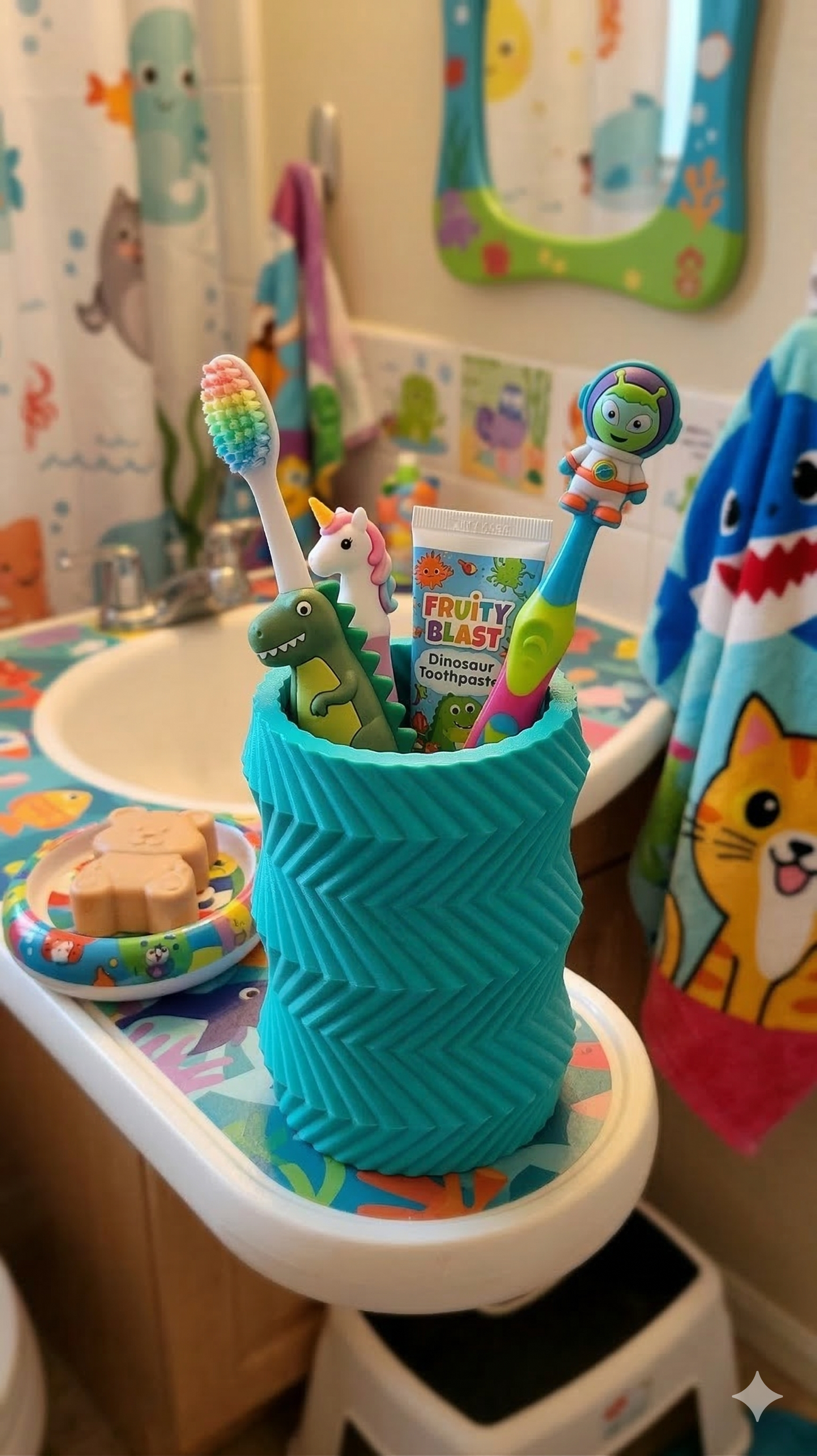 Zig-Zag Design Toothbrush Holder, Multi-Purpose Desktop Pencil Organizer, Bathroom Caddy