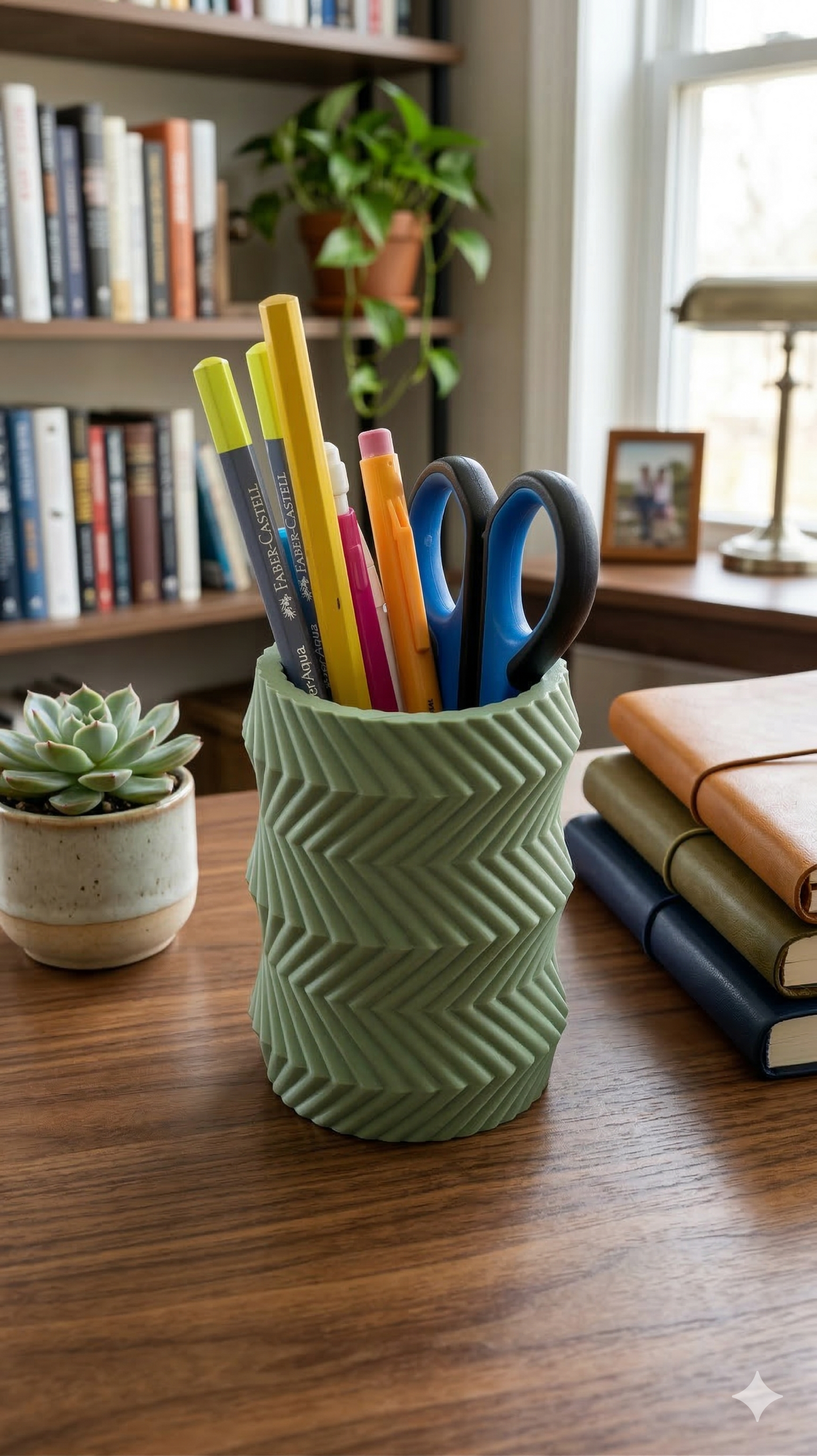 Zig-Zag Design Toothbrush Holder, Multi-Purpose Desktop Pencil Organizer, Bathroom Caddy