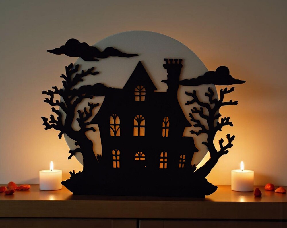 Spooky Halloween Decor | Haunted House 3D Printed Tealight Holder