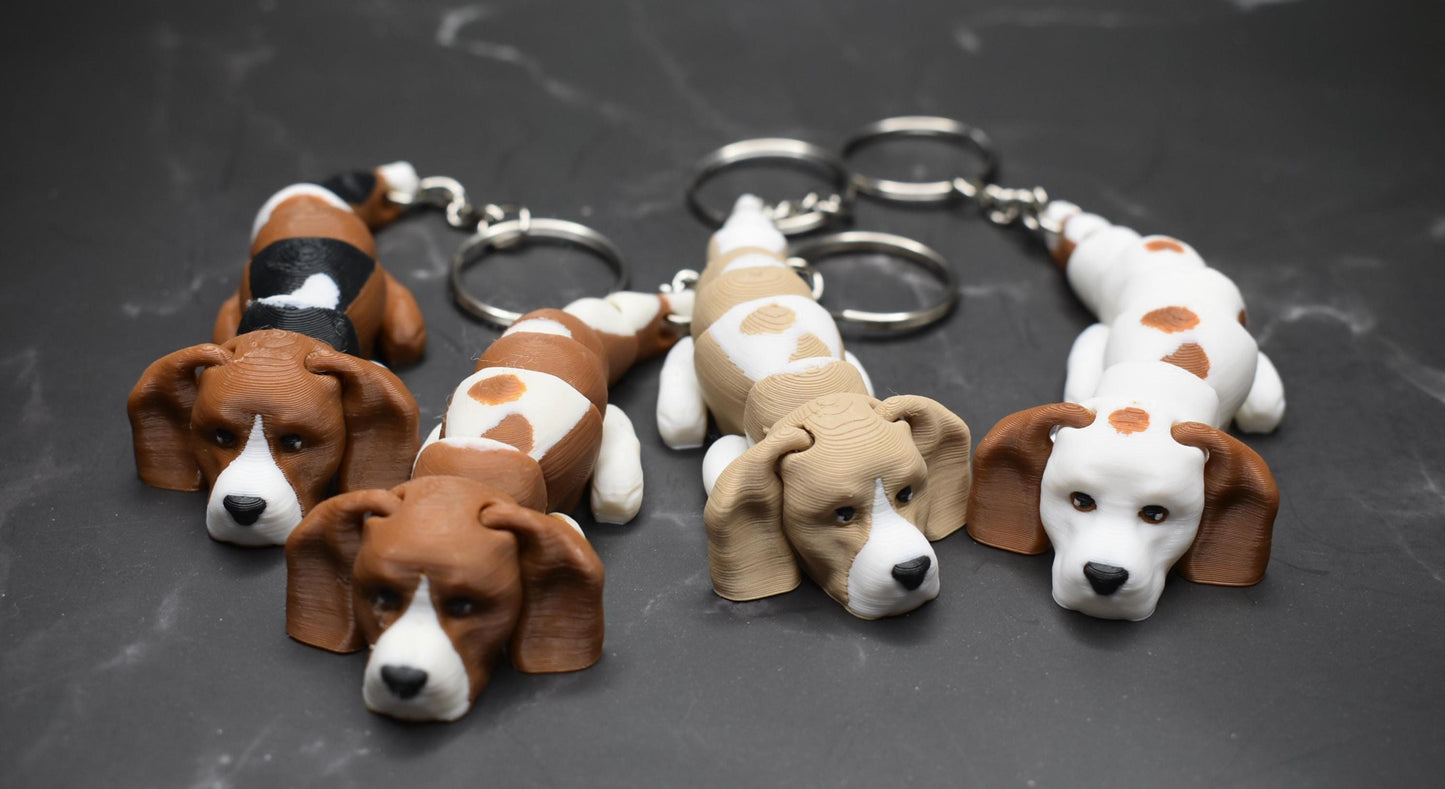 3D Printed Articulated Beagle Dog Fidget | Sensory Desk Toy for ADHD & Stress Relief | Cute Moving Animal Figurine Gift for Dog Lovers