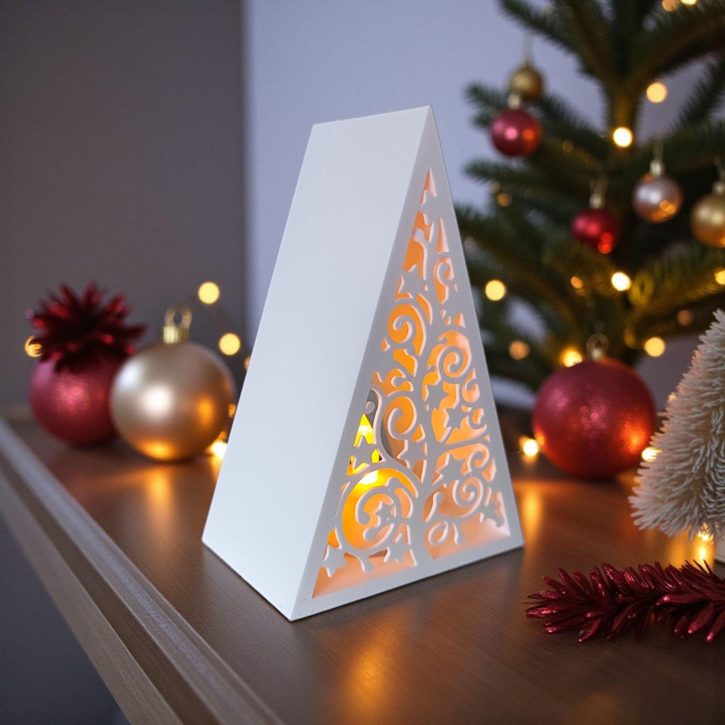 Festive Christmas Decor, Holiday Table Centerpiece, Soft Warm Glow, Seasonal Holiday Accent