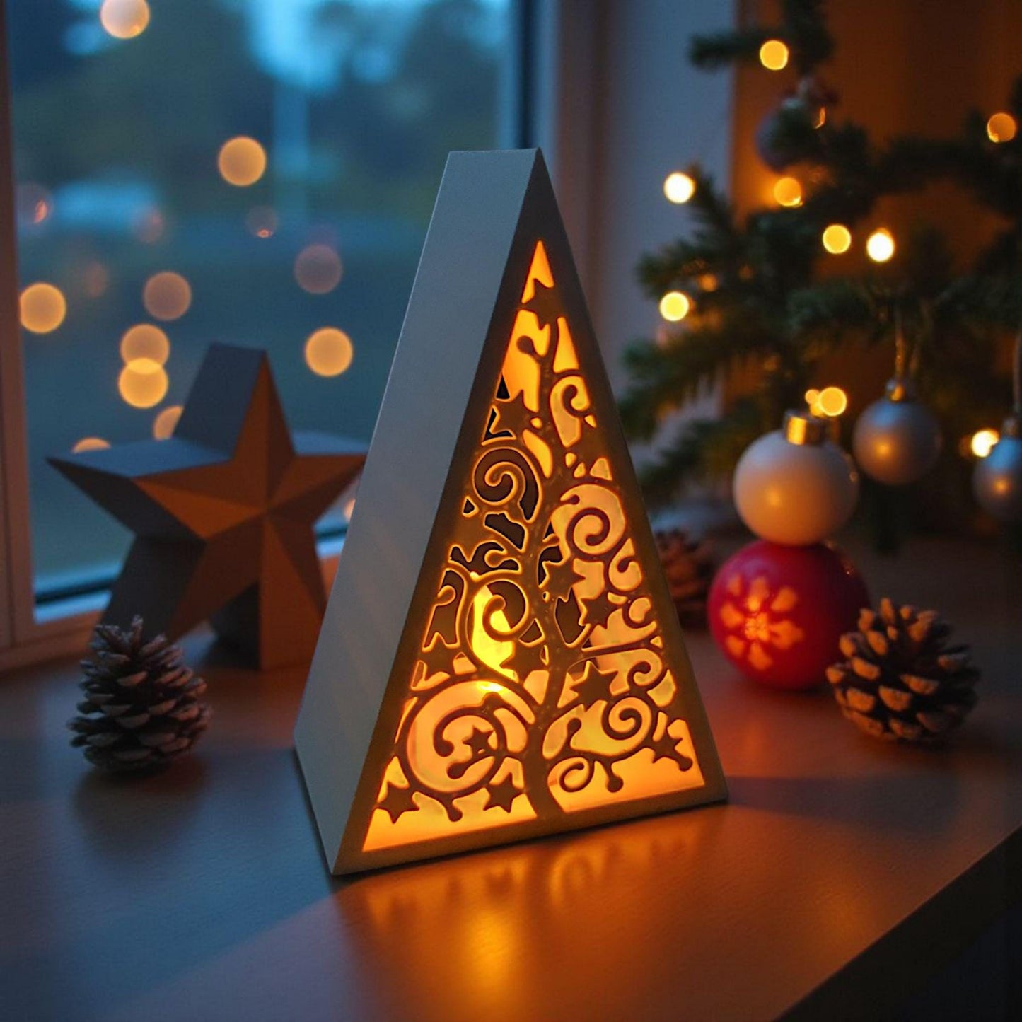 Festive Christmas Decor, Holiday Table Centerpiece, Soft Warm Glow, Seasonal Holiday Accent