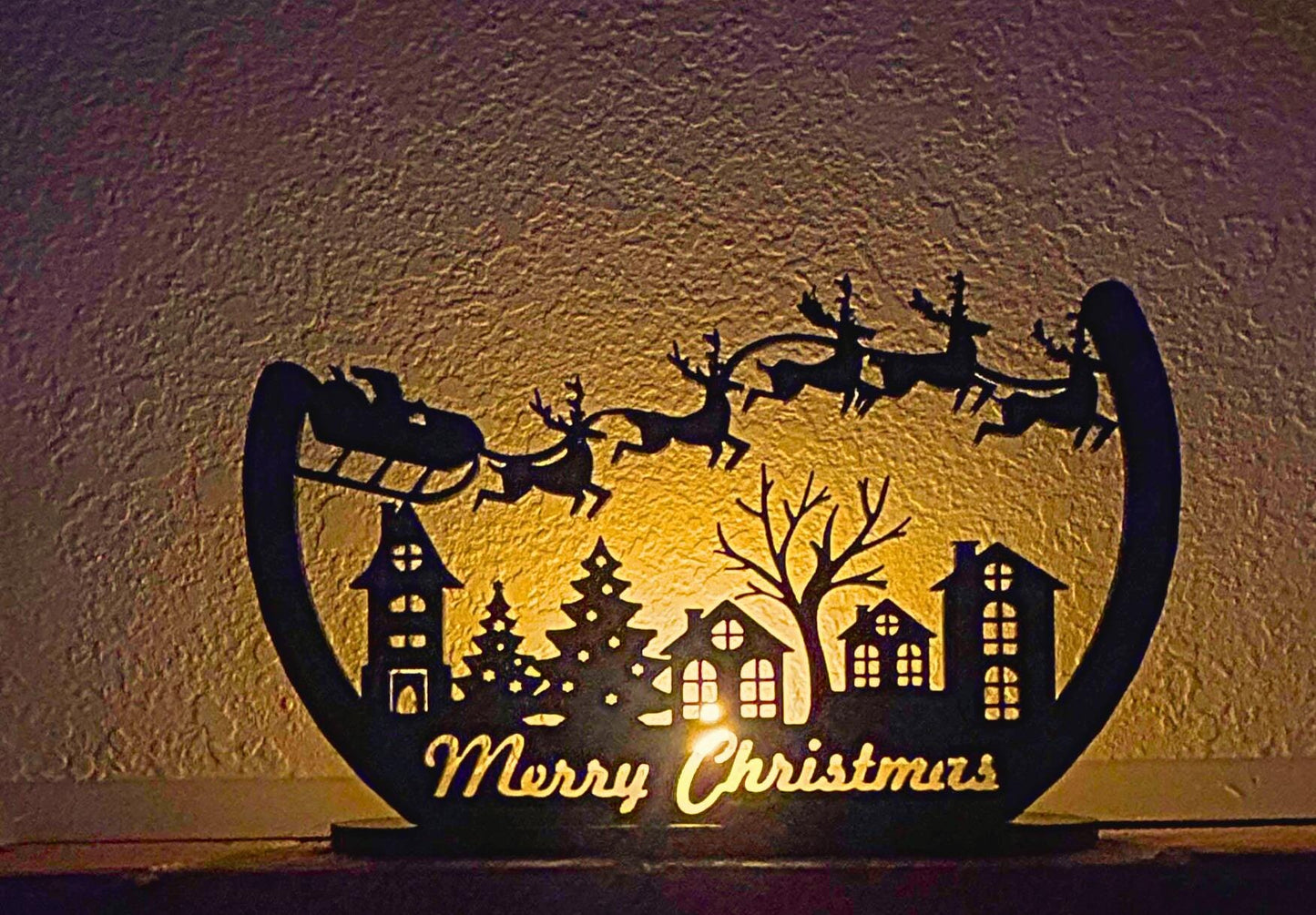Christmas Tealight Display,  Holiday Mantle Decor, Holiday Shelf Decor