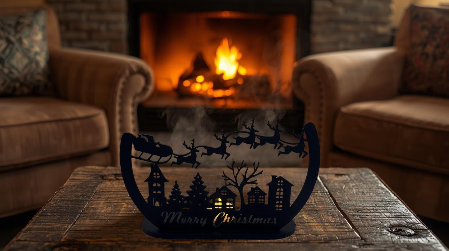 Christmas Tealight Display,  Holiday Mantle Decor, Holiday Shelf Decor