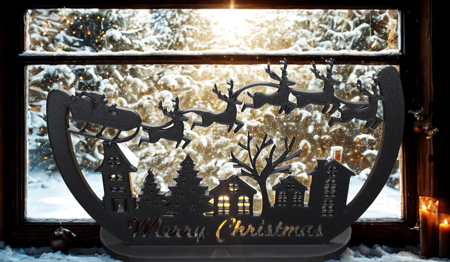 Christmas Tealight Display,  Holiday Mantle Decor, Holiday Shelf Decor