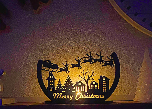 Christmas Tealight Display,  Holiday Mantle Decor, Holiday Shelf Decor