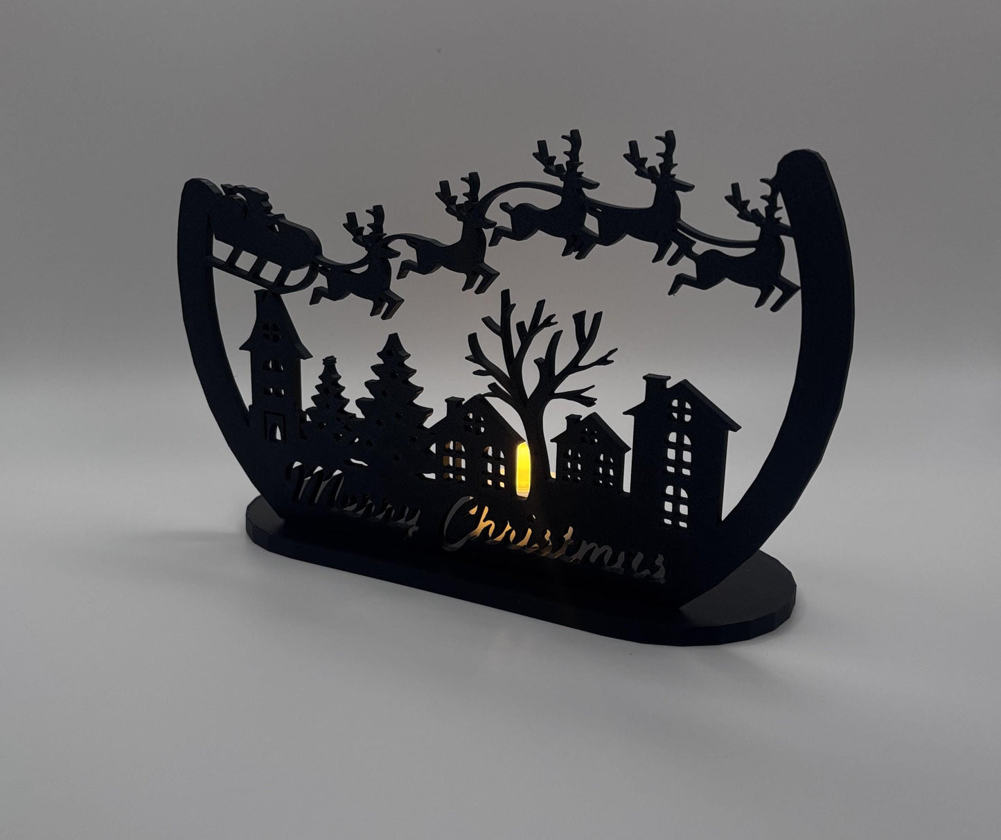 Christmas Tealight Display,  Holiday Mantle Decor, Holiday Shelf Decor