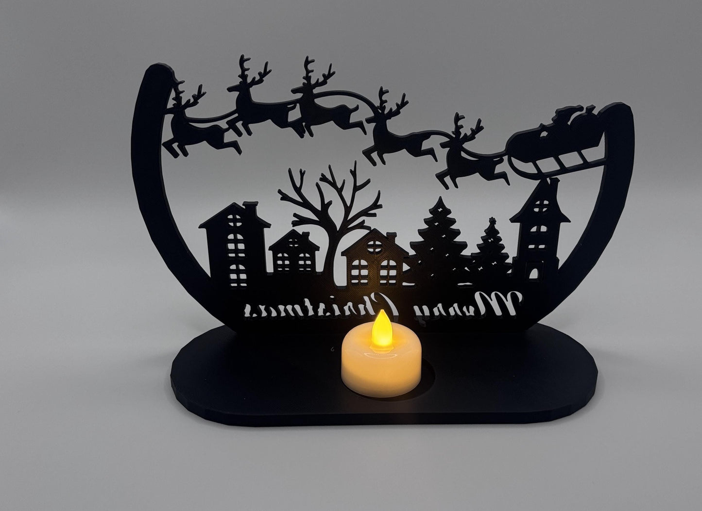 Christmas Tealight Display,  Holiday Mantle Decor, Holiday Shelf Decor