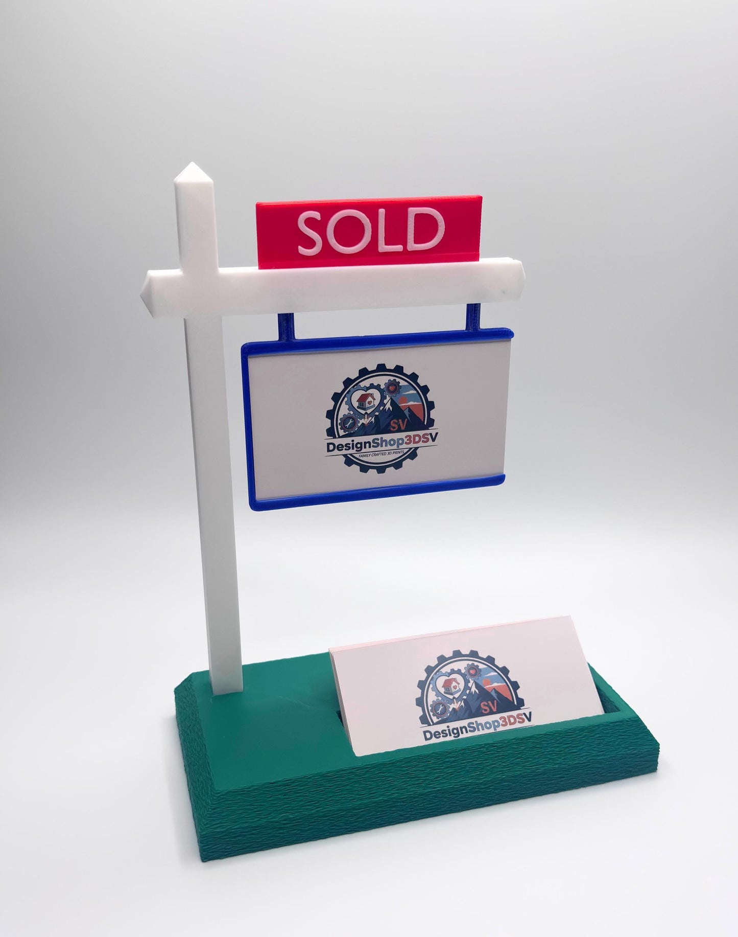 Real Estate Business Card Holder, Realtor Desk Decor, SOLD Sign Card Display, Realtor Gift, Closing Gift, Office Desk Organizer