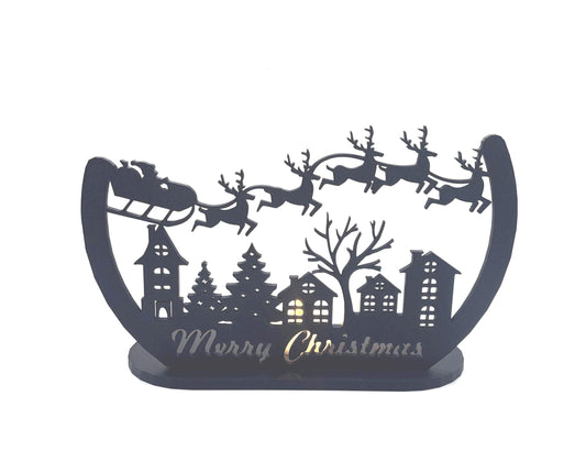 Christmas Tealight Display,  Holiday Mantle Decor, Holiday Shelf Decor