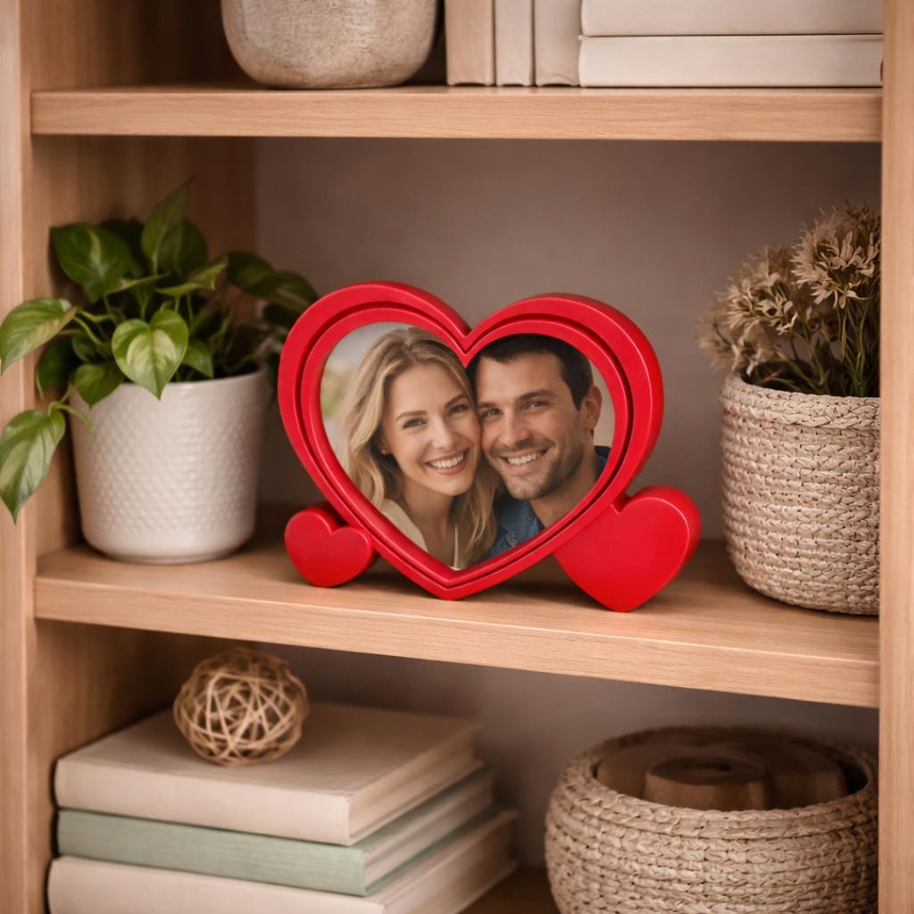 Heart-shaped picture frame, Keepsake photo display, romantic gift