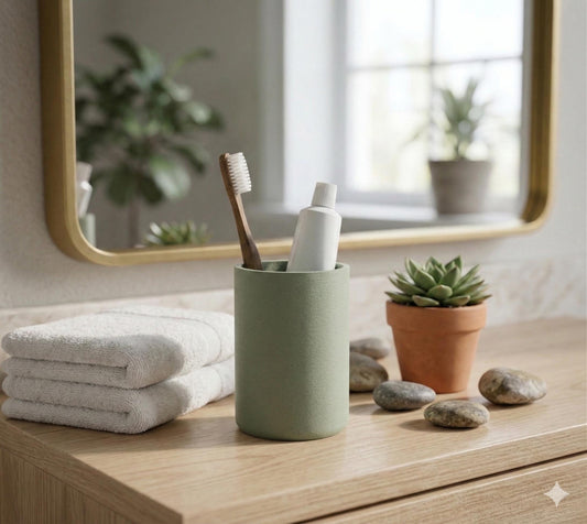 Minimalist 3D Printed Bathroom Organizer | Textured Toothbrush Holder