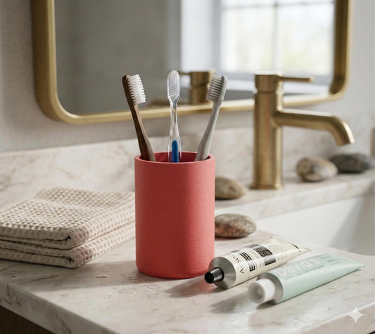 Minimalist 3D Printed Bathroom Organizer | Textured Toothbrush Holder