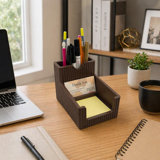 Modern Desk Organizer, PLA Plastic Pen Holder, Sticky Note Storage, Office Desk Accessory