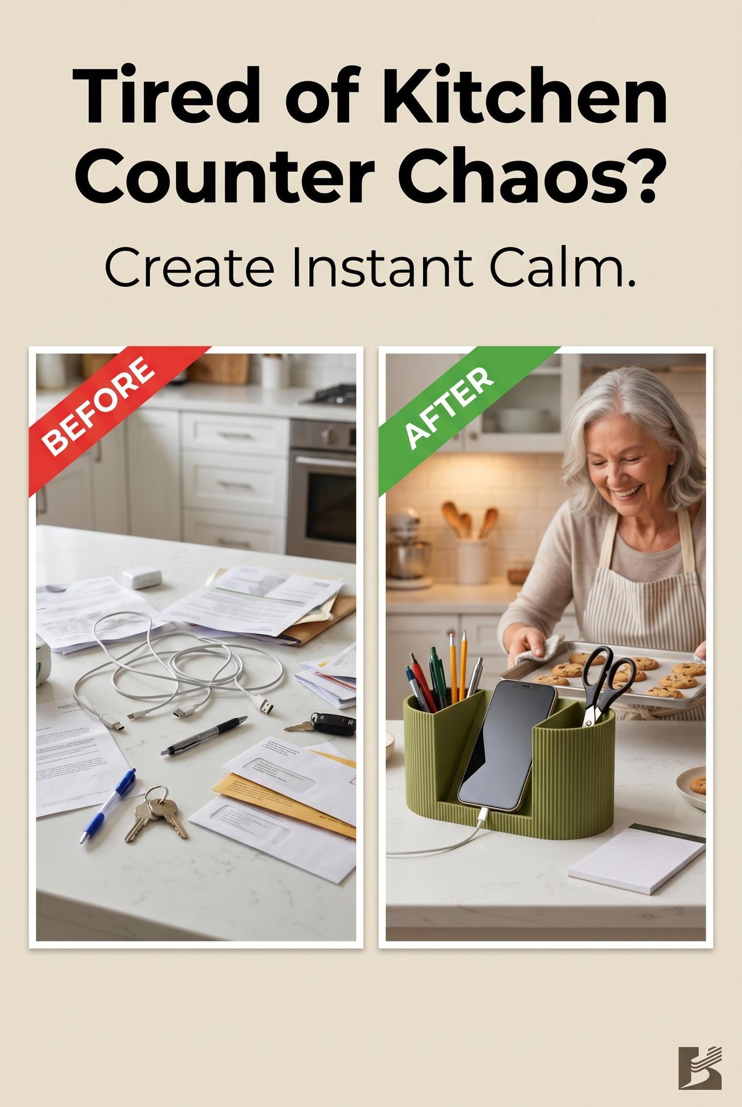 2-compartment organizer with phone holder, home office organization, gift for students or professionals