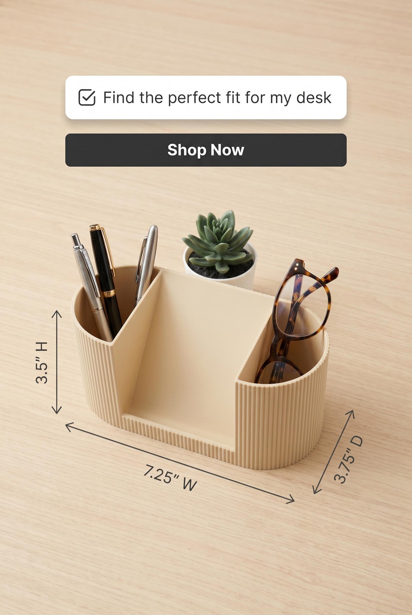 2-compartment organizer with phone holder, home office organization, gift for students or professionals