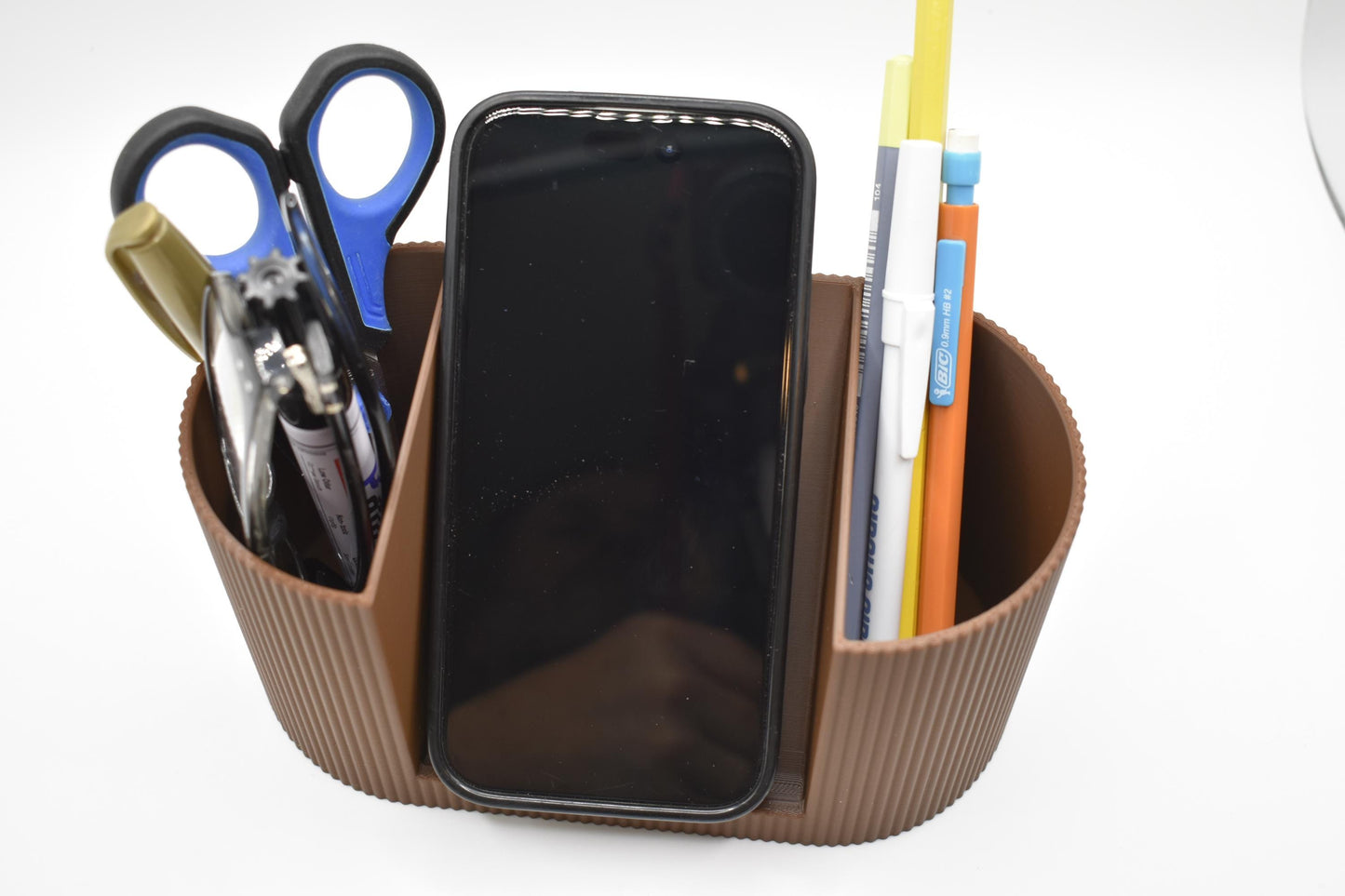 2-compartment organizer with phone holder, home office organization, gift for students or professionals