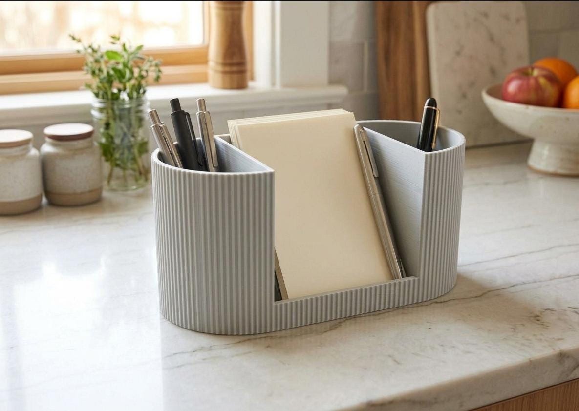 2-compartment organizer with phone holder, home office organization, gift for students or professionals