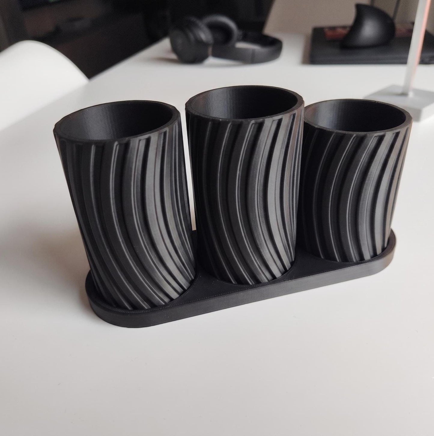 Modern Bathroom Organizer | Toothbrush Holder | Vanity Makeup Brush Caddy | Minimalist Restroom Storage & Decor