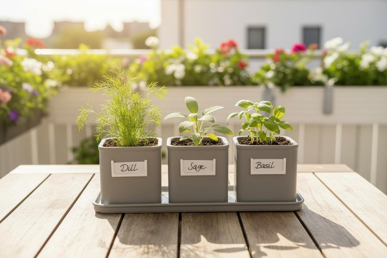Herb planter set with 3 pots | Kitchen herb garden decor | Indoor gardening accessories